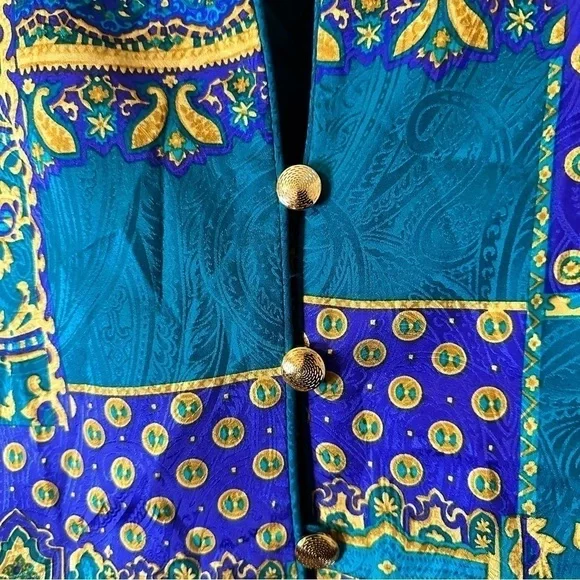 Adrianna Papell Vintage Silk Paisley Print Button-up Blazer Sz Large - Picture 5 of 10